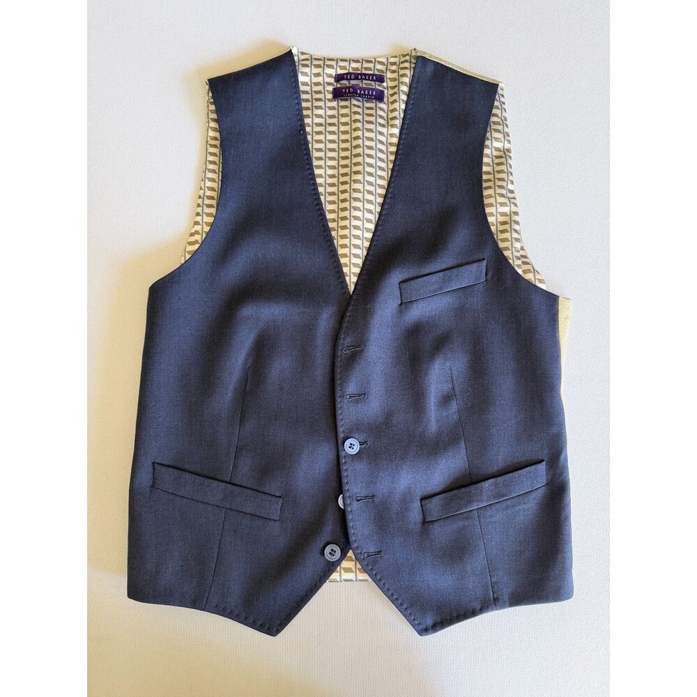 Ted Baker London Navy Wool Suit Vest Waistcoat 36R